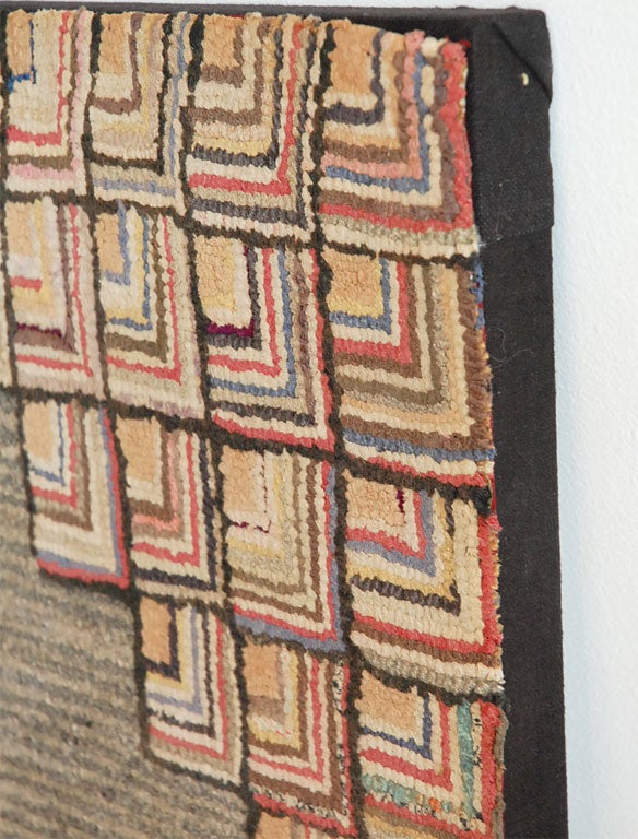 19TH c. Hand hooked Cabin Rug For Sale at 1stDibs