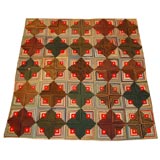 19TH C. EARLY WOOL LOG CABIN QUILT FROM PENNSYLVANIA