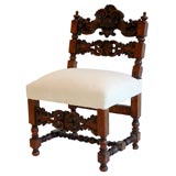 18TH C. HAND CARVED ITALIAN CHAIR IN LINEN