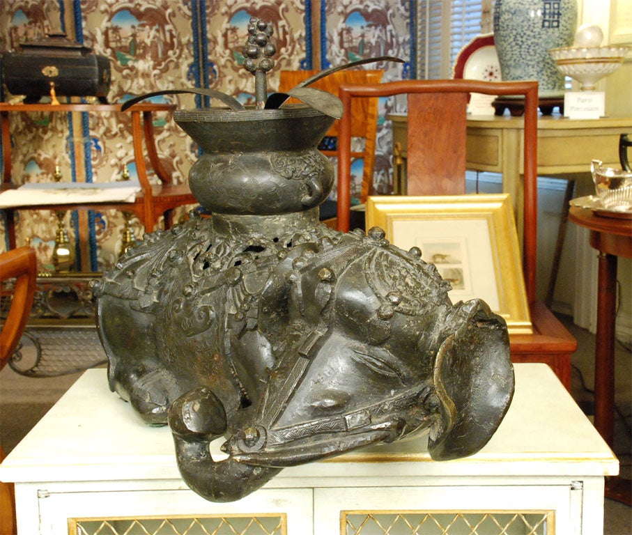Chinese Bronze Incense Burner in the form of an Elephant in Repose