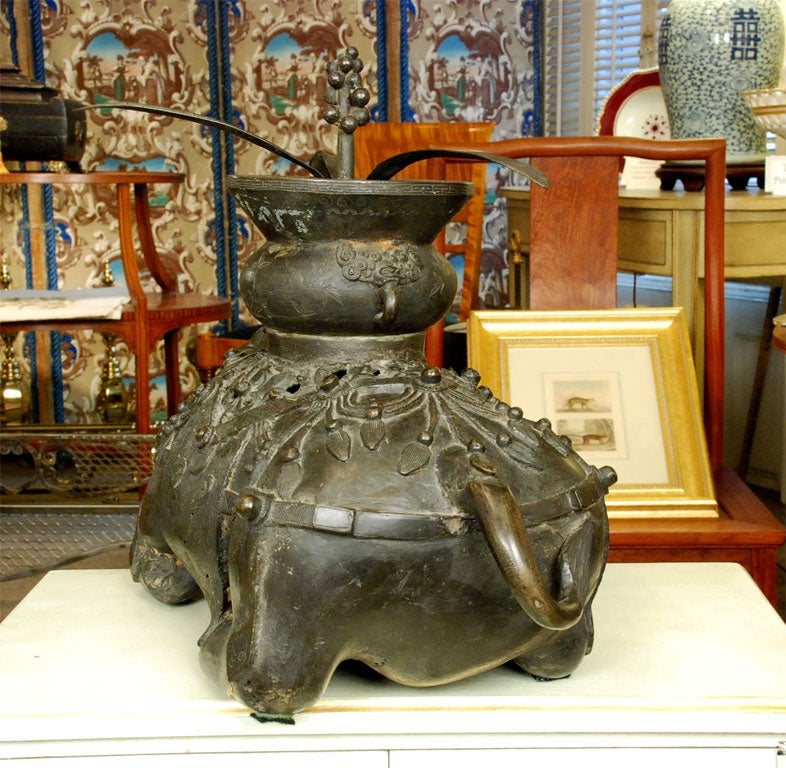 18th Century and Earlier Bronze Incense Burner in the form of an Elephant in Repose