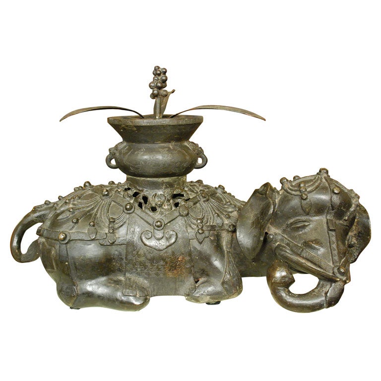 Bronze Incense Burner in the form of an Elephant in Repose