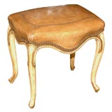 Antique Painted Leather Bench