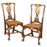 Mid 18th Century Pair of Hand Carved Portuguese Side Chairs