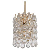 Polished Brass and Tear Drop Crystal Ceiling Light