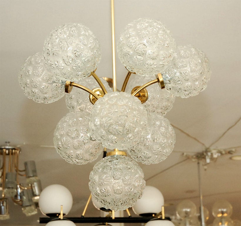 V Shaped Glass & Brass Ceiling Light