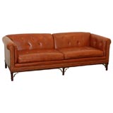 Leather Sofa with Nail Head Detail