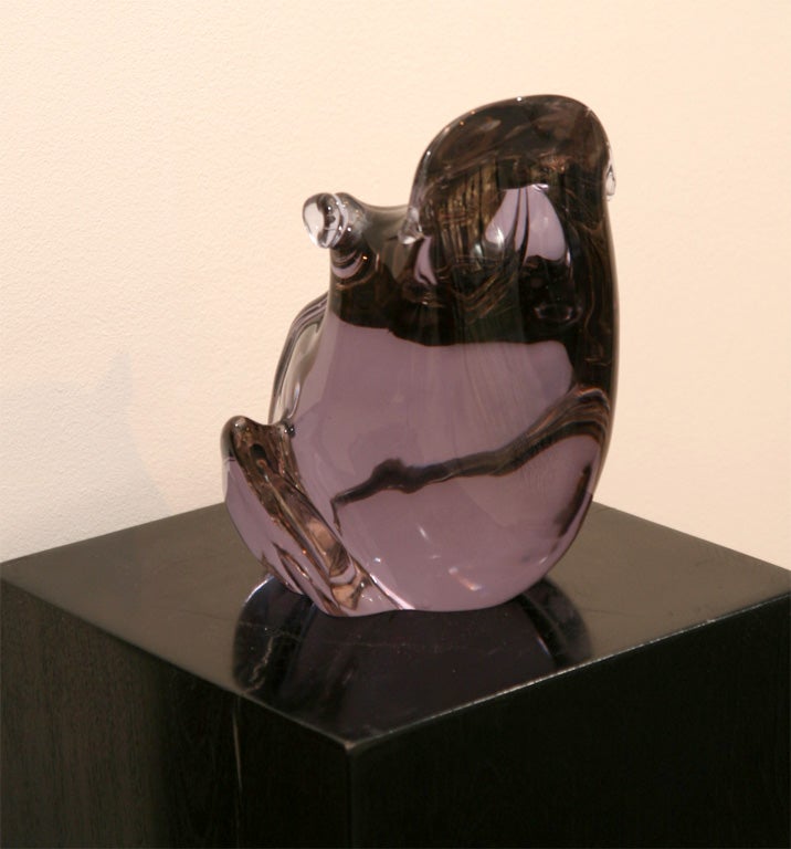 Whimsical lavender glass frog. An unusual piece and a great decorative addition.