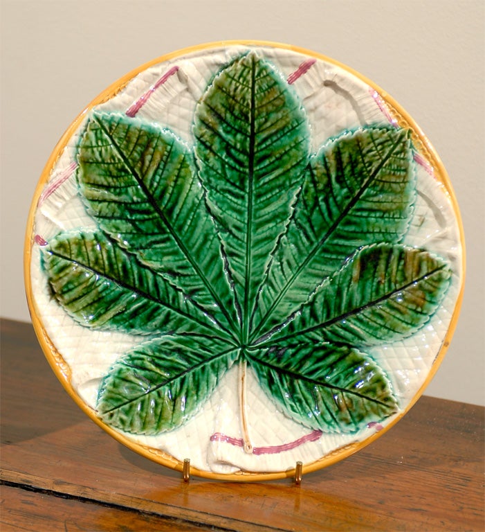 Majolica is a pottery that was started in England by the Minton Company in 1851.  The pottery quickly became popular and several other companies popped up throughout the UK.<br />
George Jones worked for the Minton Company before starting his own. 
