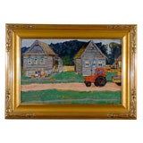 20th C. Russian Painting by Zinovi Popov 'Village Street'
