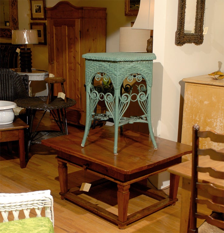 This is a gorgeous Victorian table with many details.  It is painted a greenish blue.<br />
<br />
Please visit our website for more pieces.<br />
www.dearingantiques.com<br />
Dearing Antiques was established in 1977.