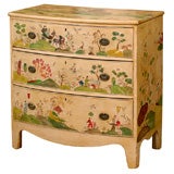 English Bowfront Chest with newly applied Chinoiserie scene