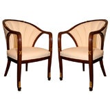 Pair of Early Art Deco Mahogany Armchairs