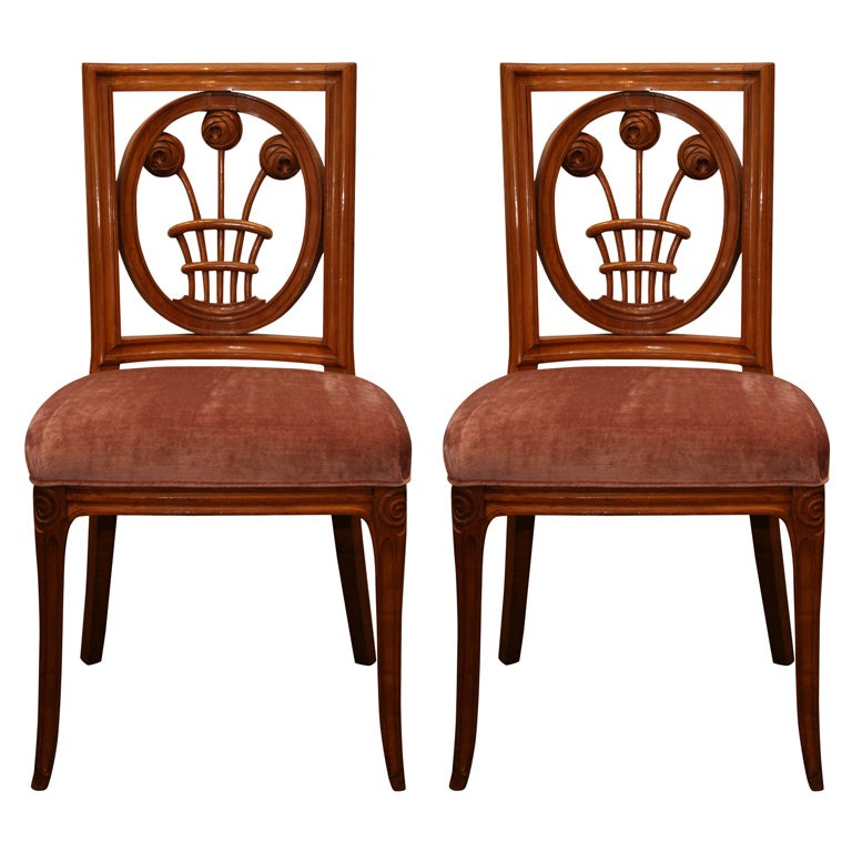 Fine and Rare Pair of Early Art Deco Chairs by André Groult at 1stDibs
