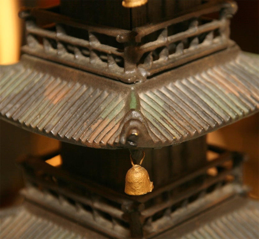 Monumental Cast Bronze Pagoda Lamp 3