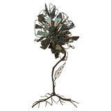 Enameled 50" Tall Brutualist Flower Sculpture by Kneger
