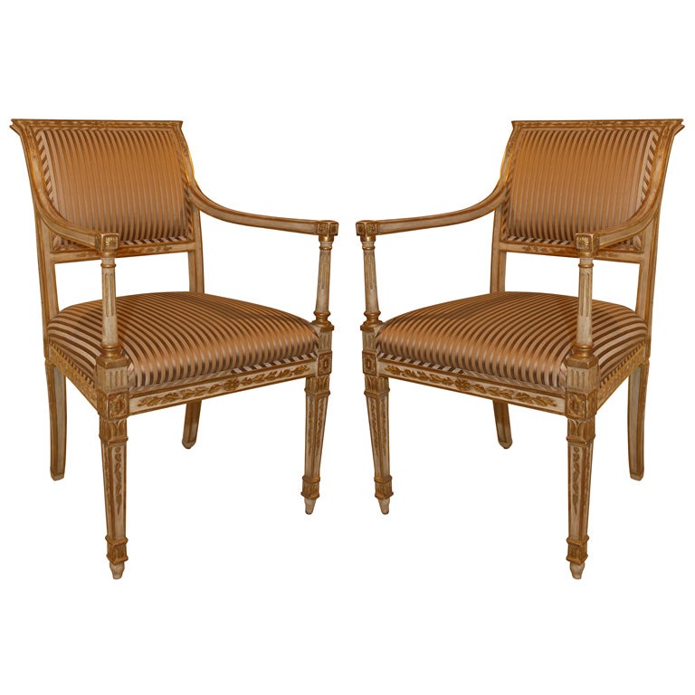 Pair of Louis XVI Style Fauteuils by Dennis & Leen