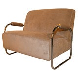 Tubular Chrome and Mohair Settee by Gilbert Rohde Tubular Chrome and Mohair Settee by Gilbert Rohde