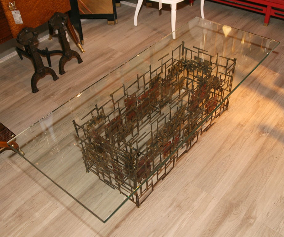 Signed Multi Layered Brutal Style Coffee Table by Silas Seandel