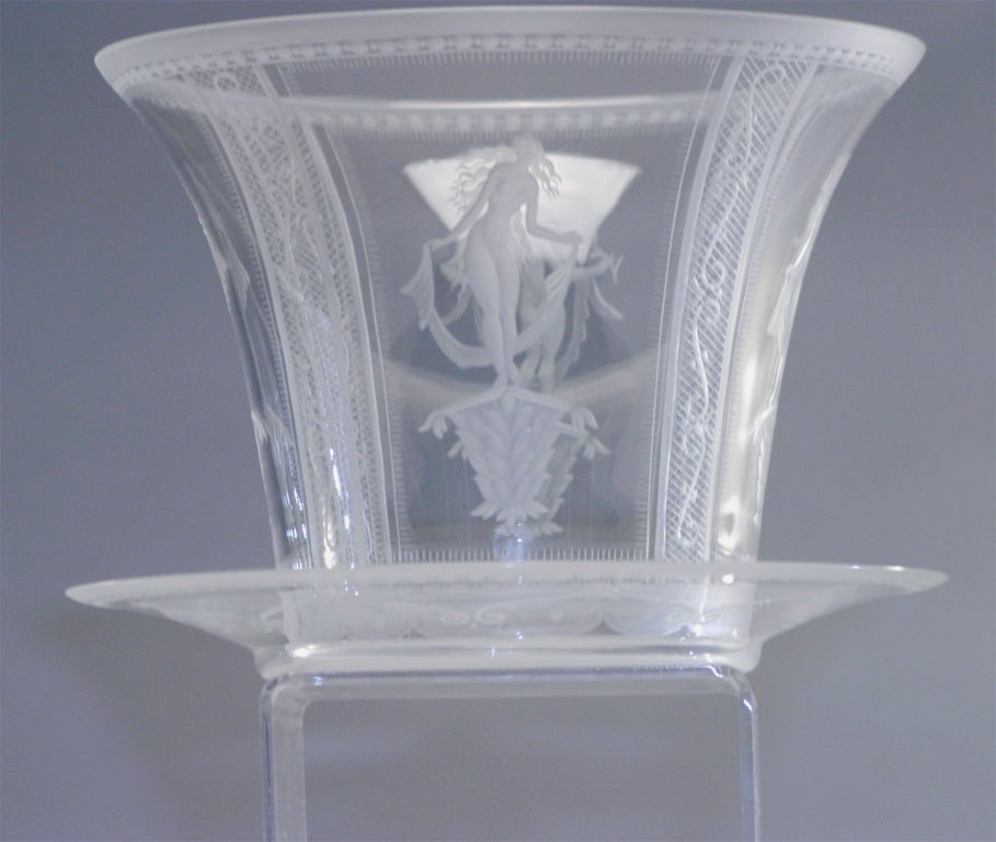 20th Century Orrefors Crystal Ice Bucket and Under Plate