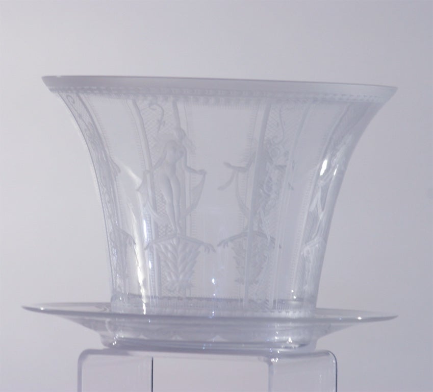 Orrefors Crystal Ice Bucket and Under Plate 3
