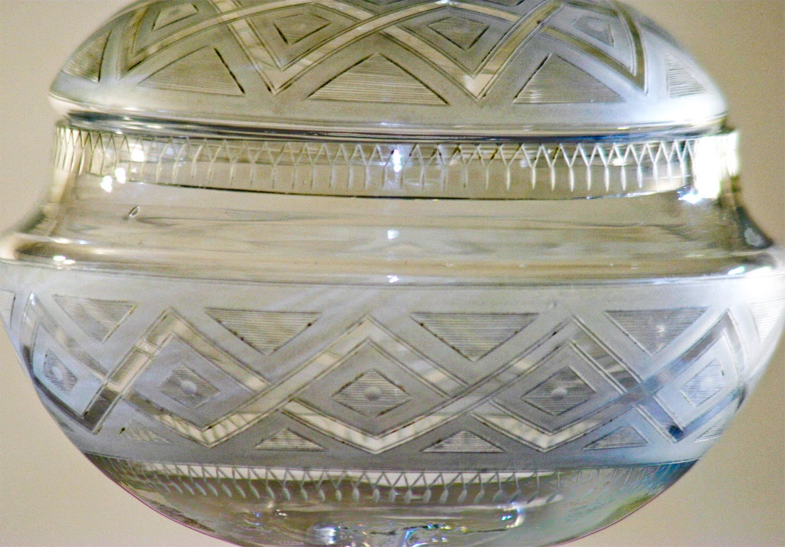 19th Century 19th C. English Wheel Cut Crystal Sweetmeat/Tureen with Under Plate For Sale
