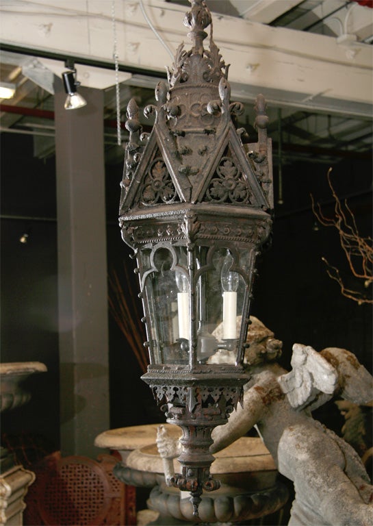 19th century English iron hanging  lantern