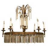 Oval Crystal and Brass Chandelier