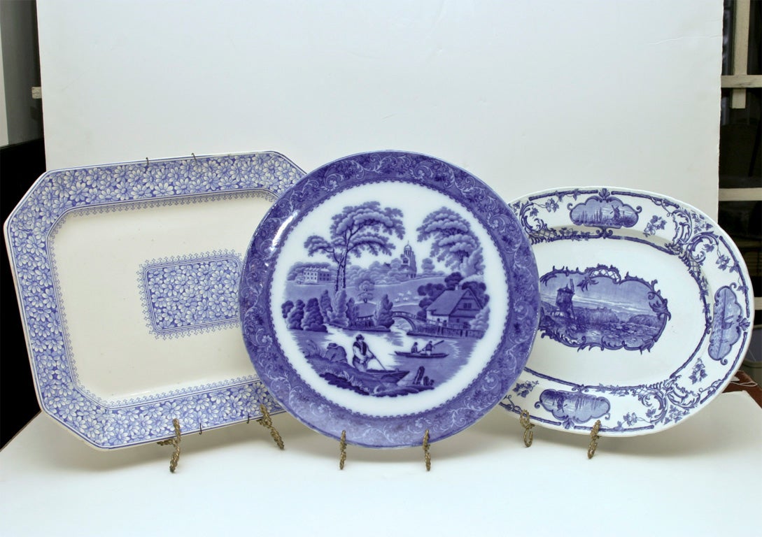 3 beautifully decorated platters great for the wall and or for serving. The round one is Wedgwood,and has a 15