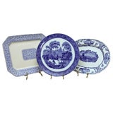 Antique 3 Blue and White Platters