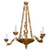 Italian chandelier with wood beads.