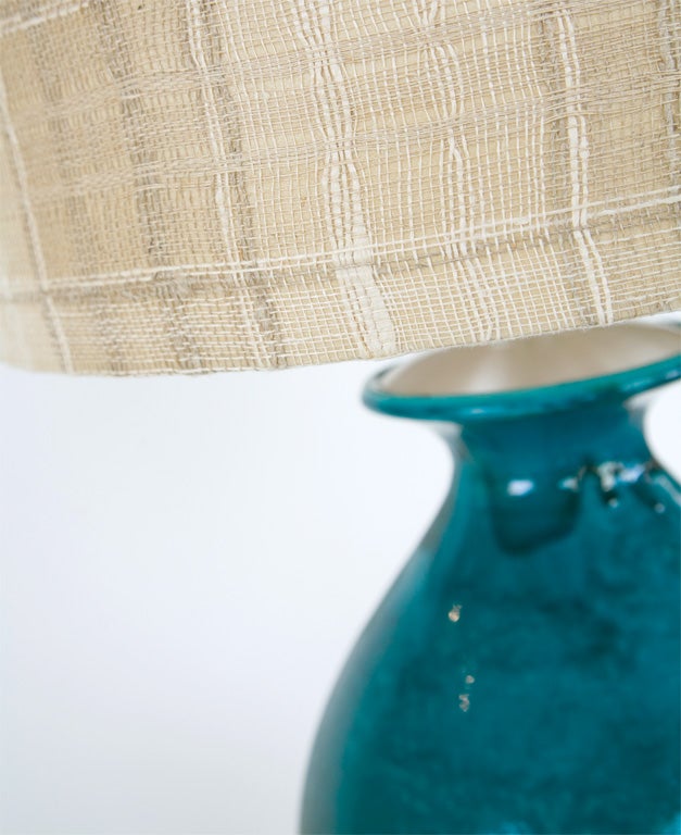 Custom Blue Glazed Table Lamp by Paul Laszlo For Sale 1