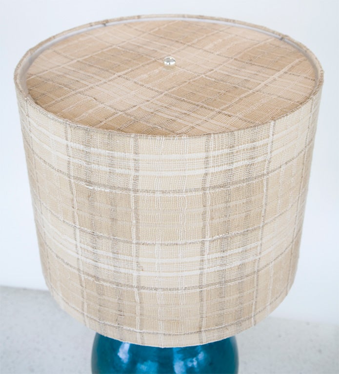 Custom Blue Glazed Table Lamp by Paul Laszlo For Sale 3