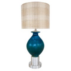 Custom Blue Glazed Table Lamp by Paul Laszlo 6