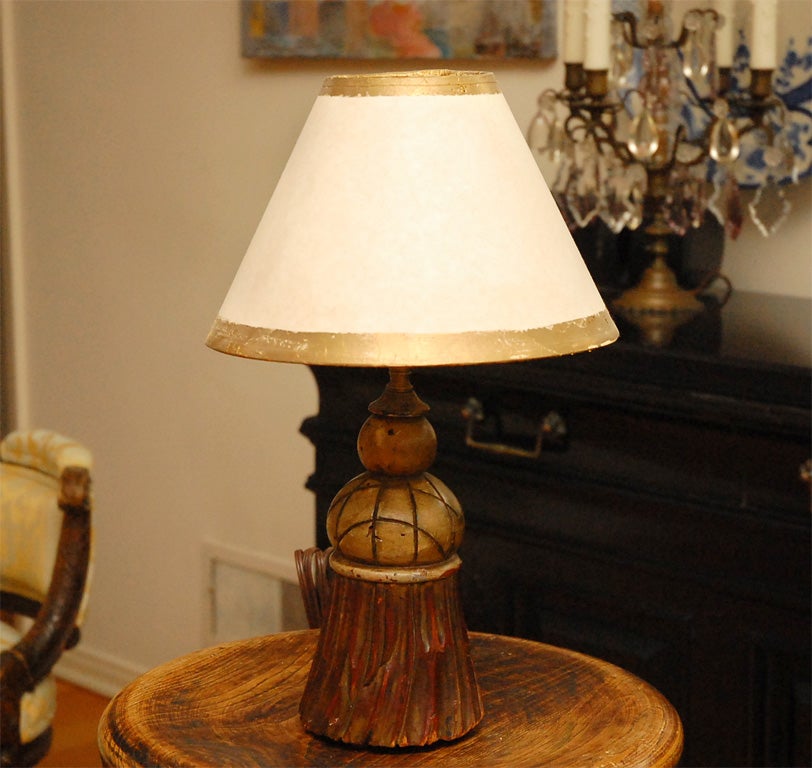 Antique Italian Wood Tassel Lamp