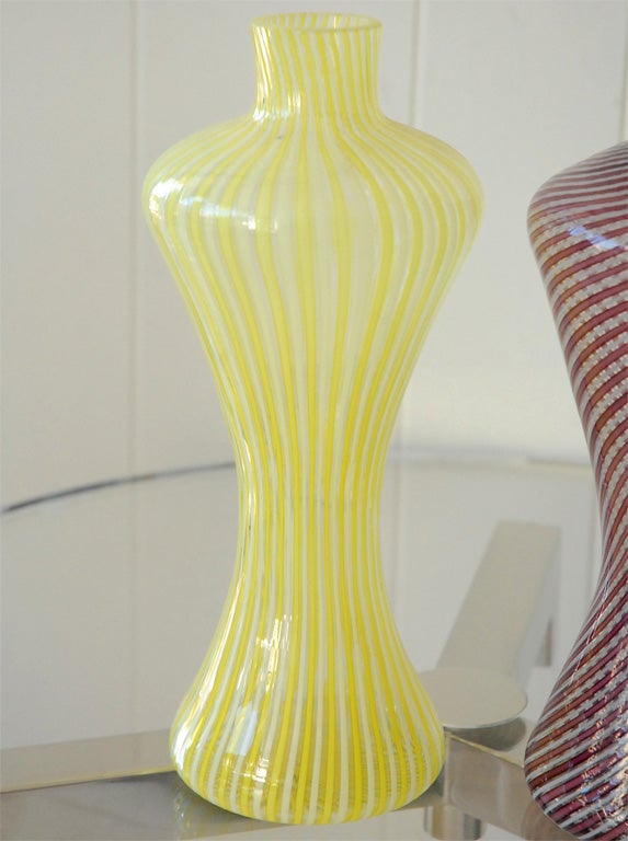 20th Century Two Striped Murano Vases