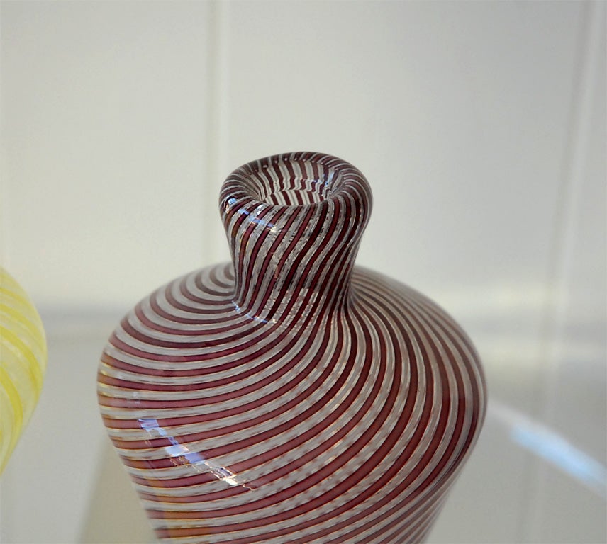 Blown Glass Two Striped Murano Vases