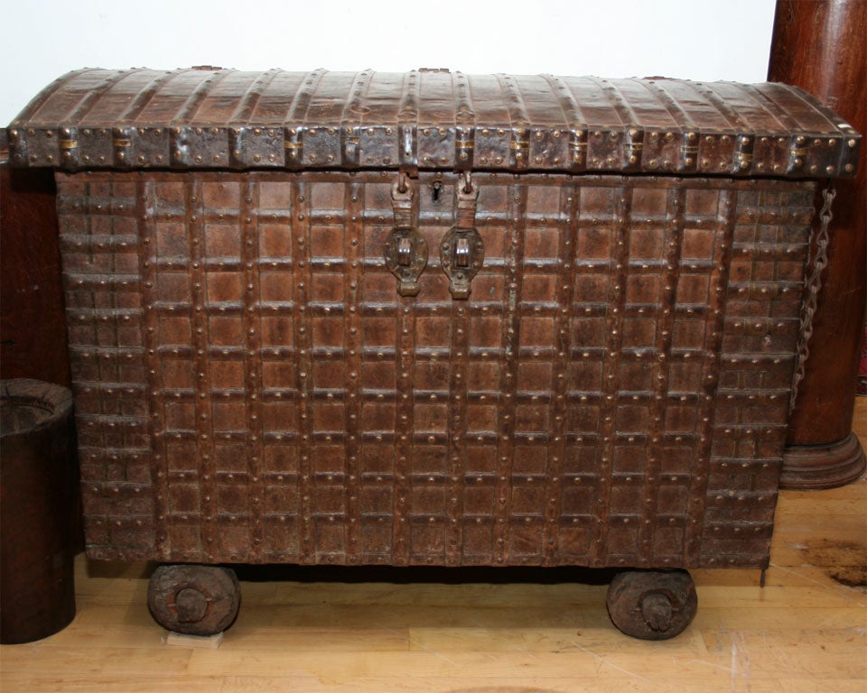 Wheeled Trunk w/ Iron Fittings