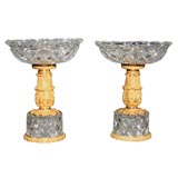 Pair of Charles X cut crystal and gilt bronze tazzas