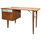 Vintage Milo Baughman blonde and lacquer 2 drawer desk-1950
s