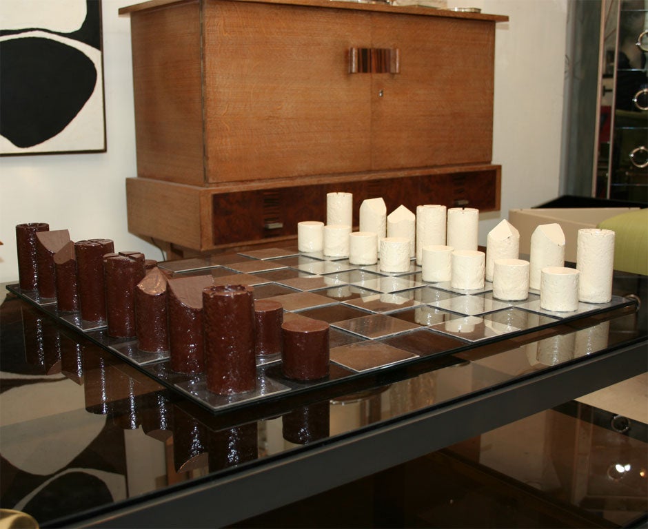 Late 20th Century Modernist Chess Set Attributed to Pierre Cardin