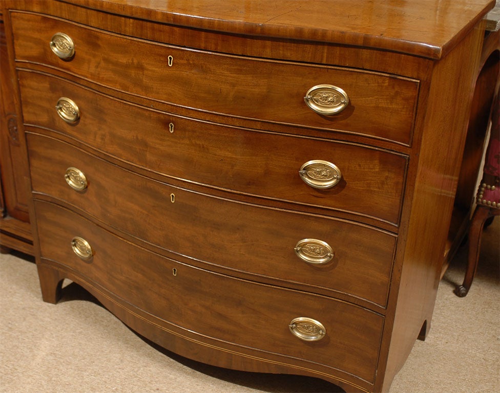 Late 18th Century George III Period Serpentine Chest in Mahogany, England c. 1790