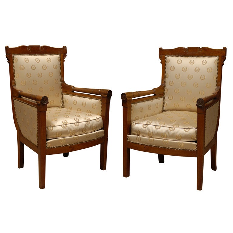 Pair Consulat Bergeres with Cannon-Barrel Arms, France, c. 1800