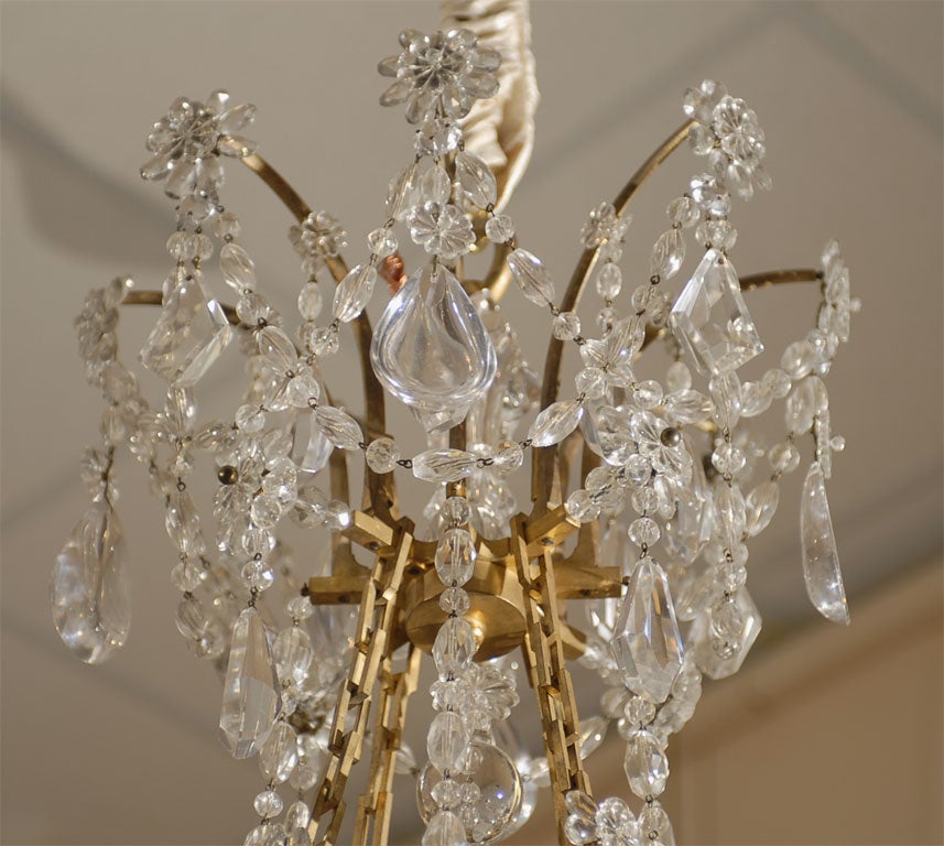French Gilt-Bronze and Cut-Crystal 8-Light Chandelier, France c. 1880 For Sale