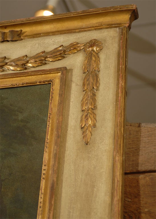 Specchio Trumeau dorato e dipinto di epoca Luigi XVI, Francia, 1790 ca. in vendita 3