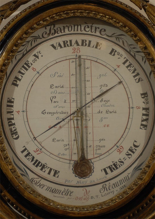 Barometer im Louis-XVI-Stil mit Adler-Kreuz, Frankreich, 1838 (Vergoldet) im Angebot