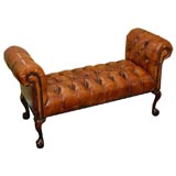 Leather Tufted Bench with Nailhead Trim C. 1900