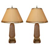 Pair of Vintage Murano Lamps with Custom Shades