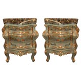 Vintage Pair of French Painted Bombay Chests