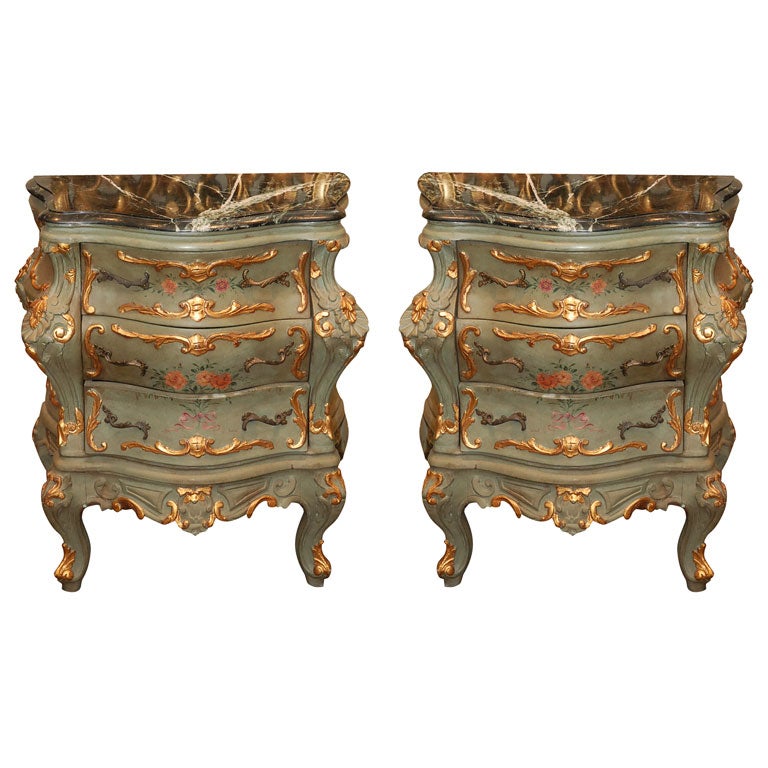 Pair of French Painted Bombay Chests